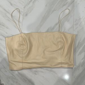 Faux Leather Nude Bralette Crop from Zara